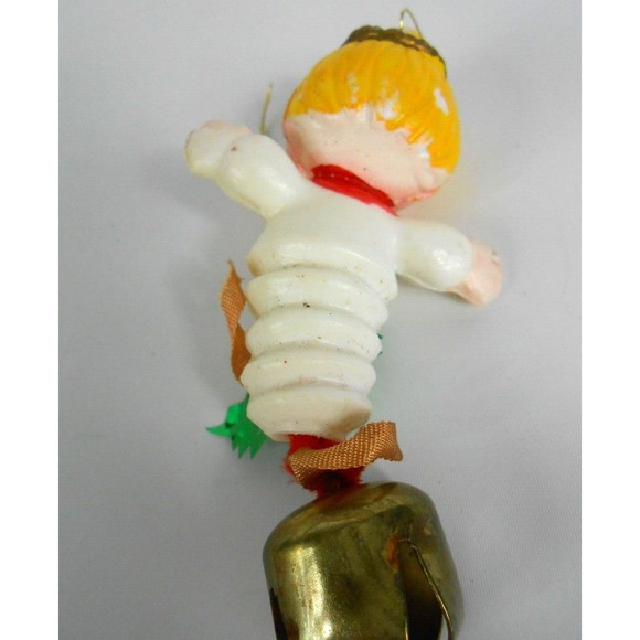 Vintage Christmas Ornament Angel Child Accordion Body Bell 4 Inch - Picture 2 of 3